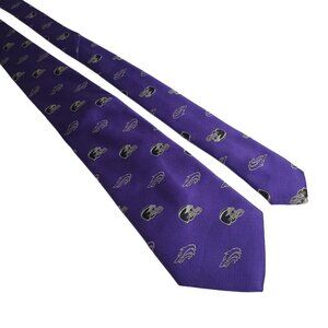 Giovanni Purple Tie With Football Helmet Wolf Coyote Wildcat Pattern Polyester